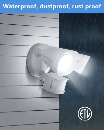 Vista 6 de UFOND Luces LED de seguridad para exteriores, luz con sensor de movimiento, 2400 lúmenes, reflectores de aluminio, impermeable, ángulo ajustable