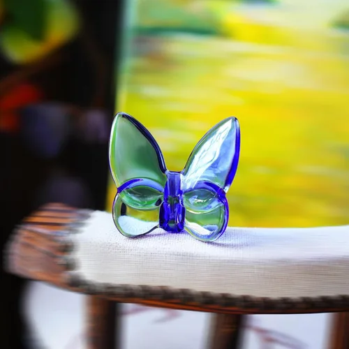 Vista 3 de kanpura Figura de mariposa de cristal azul, figura de mariposa voladora, adorno de mariposa de cristal, animal de cristal coleccionable