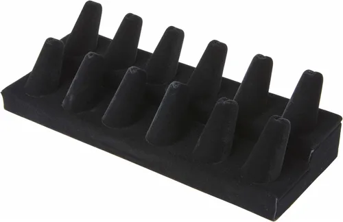 Vista 5 de Plymor Pantalla de dedo de anillo de 2 niveles de piel sintética gris, doce en base rectangular, 8.125 pulgadas de ancho x 3.25 pulgadas
