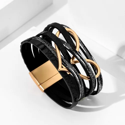 Vista 2 de Long tiantian Pulseras de cuero boho para mujer, regalos de moda para adolescentes, niñas, cosas de moda, multicapa de amor, corazón, de cuero