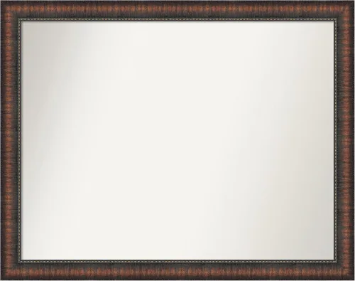 Vista 110 de Amanti Art Espejo de baño marrón para sobre el fregadero, 24 x 24 pulgadas, espejo de tocador cuadrado marrón Caleb, marco de madera rústica