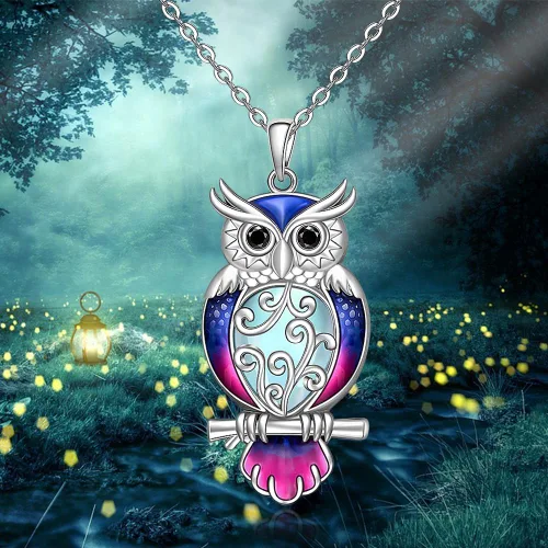 Vista 4 de Flamingo Necklace Halloween Skeleton Cat Necklace Turtle Axolotl Hummingbird Necklaces for Women 925 Sterling Silver Cute Animal Jewelry Christmas