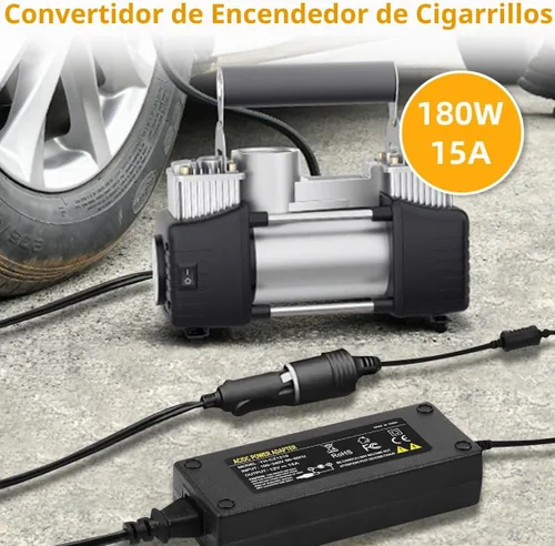 Vista 7 de Convertidor de CA a CC de 180W, adaptador de corriente de 110V a 12V 15A para encendedor de cigarrillos de auto AC/CC, fuente de alimentación