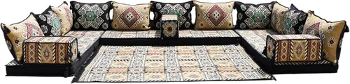 Vista 15 de arabicsofa Sofá de suelo en forma de L de 4 pulgadas de grosor, asiento, almohada de suelo, juego de sofá seccional, muebles de patio, majlis árabe