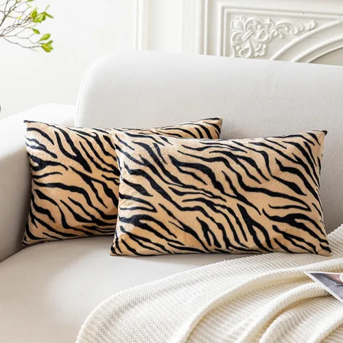 Vista 10 de CARRIE HOME Almohadas de Cuello de Microcuentas con Estampado de Leopardo Cilíndricas Tipo Puff Suaves - Almohada Pequeña de Rollo para Brazo