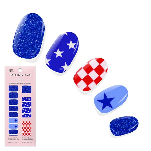 Vista 21 de Dashing Diva Flor Azul - Tiras de uñas de gel brillantes, sin rayos UV, resistentes al astillado, de larga duración, juego de manicura de 3 piezas