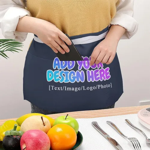 Vista 103 de AXKEUDO Delantal personalizado con bolsillos, delantales de cintura para camarera para cocinar en casa, restaurante, servir trabajo