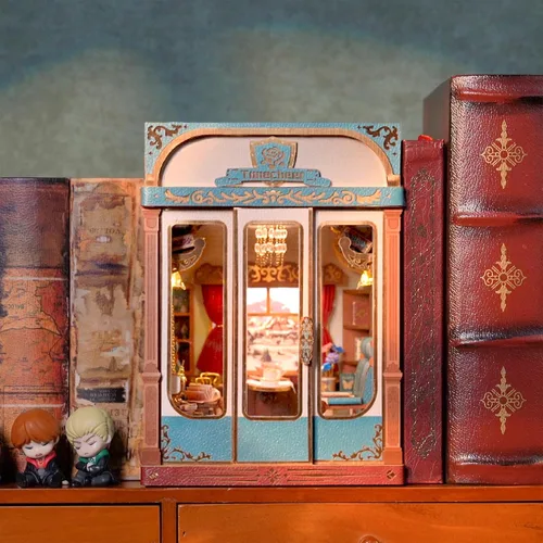 Vista 7 de Tonecheer - Kit de manualidades para rincón de lectura para adultos, maqueta en miniatura de cabina de tren infinito europeo, carruaje vintage