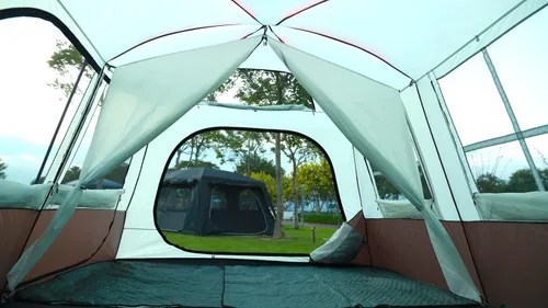 Vista 19 de KTT Extra Large Tent 6-12-14 Person,Family Cabin Tents,2 Rooms,3 Doors and 3 Windows with Mesh,Straight Wall,Waterproof,Double Layer,Big Tent for