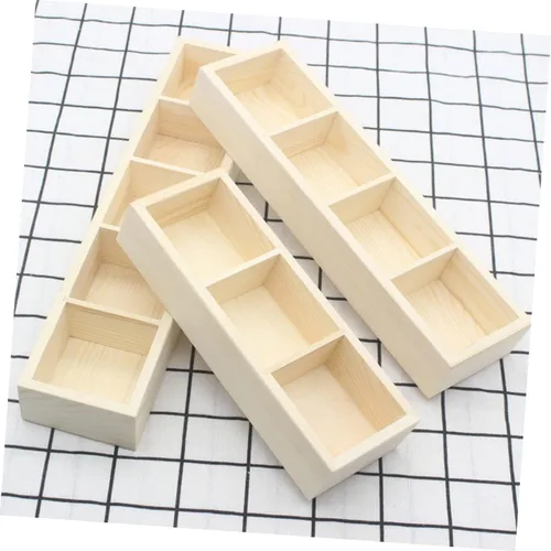 Vista 8 de 3 Compartment Wooden Tea Bag Organizer Holder for Countertop Storage