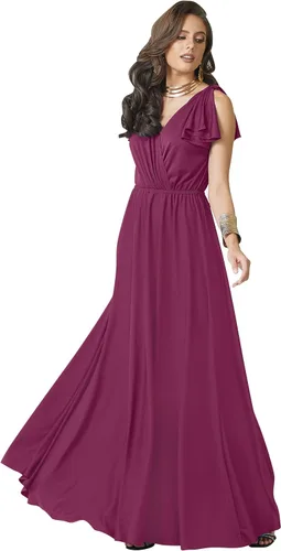 Vista 8 de KOH KOH Vestido largo maxi para mujer 2025 con cuello en V, sin mangas, con volantes, para dama de honor, baile de graduación Negro
