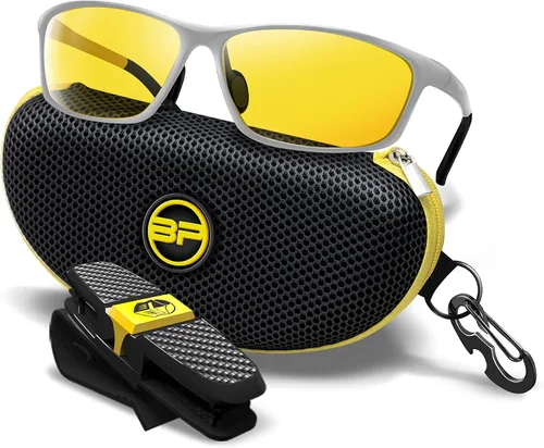Vista 9 de BLUPOND Gafas de conducción nocturna para hombres/mujeres - HD Yellow Vision para máxima claridad - Rally Negro