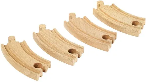 Vista 2 de BRIO World 33337 - Juego de 4 pistas curvas cortas de alta calidad - Juego de juguetes de tren de madera para niños y niños pequeños A partir de 3