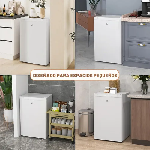 Vista 8 de HOMCOM - Congelador mini de mostrador de 3 pies cúbicos, congelador compacto vertical con estantes removibles, puerta reversible para el hogar Blanco