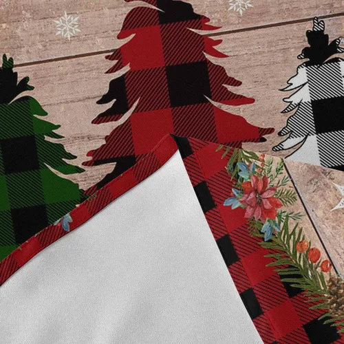 Vista 7 de Mantel redondo de árbol de Navidad, impermeable y resistente a las manchas, mantel lavable sin arrugas para comedor, fiesta, boda, Navidad, granja