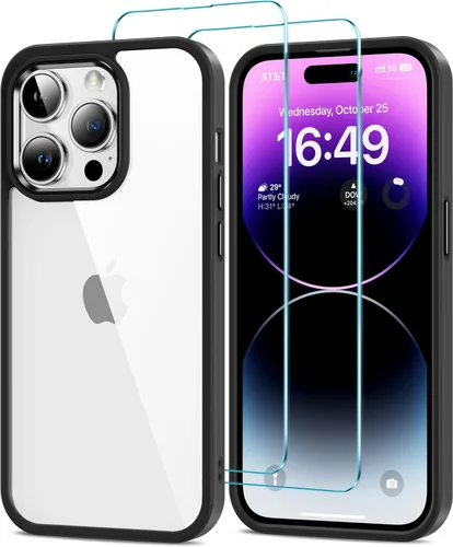 Vista 35 de HOOMIL Funda para iPhone 11 con 2 protectores de pantalla de vidrio templado, no amarillea, protección contra caídas, arañazos, transparente, parte
