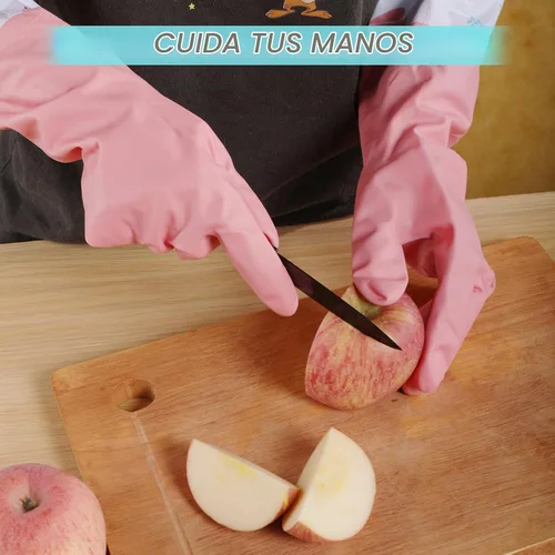 Vista 4 de XJMWXHFC 3 piezas de guantes reutilizables para lavar platos, guantes impermeables de manga larga antideslizantes para el hogar con forro de algodón