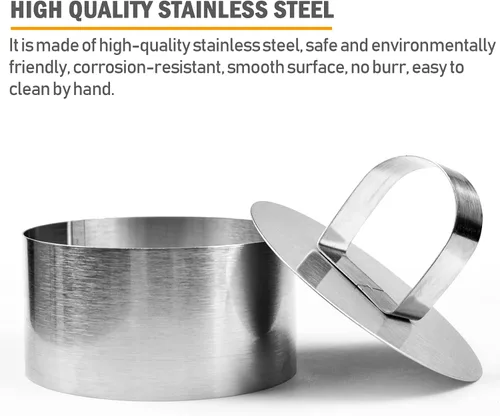 Vista 2 de Molde redondo de 6 piezas para anillos de pastel, molde de mousse de acero inoxidable de 3 pulgadas, molde para mini panqueques de pastelería