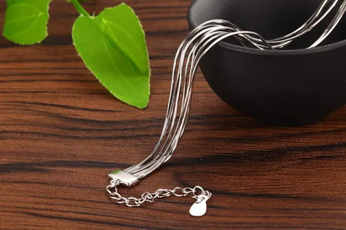 Vista 3 de FarryDream Pulsera de plata de ley 925 elegante de eslabones para mujeres adolescentes y niñas pulsera de serpiente regalos de Navidad Plata
