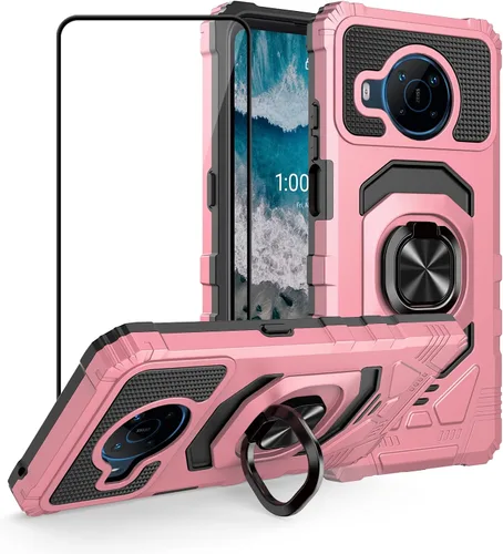 Vista 9 de Ailiber Funda para Nokia X100, Nokia X100 con protector de pantalla de vidrio templado, soporte de anillo para montaje magnético de automóvil, funda