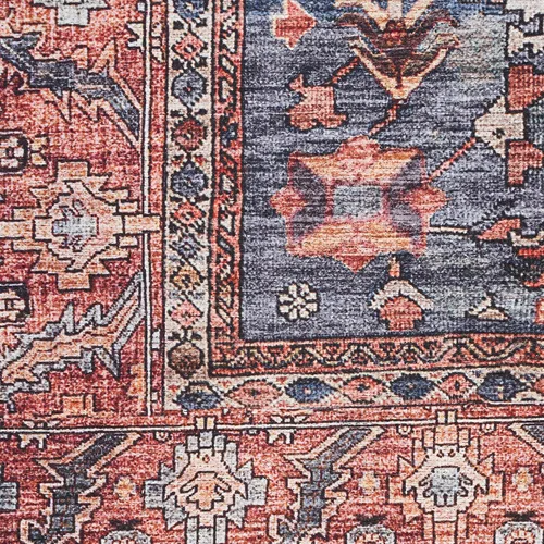 Vista 5 de Nourison Brilliance - Alfombra de 2 x 6 pies, lavable a máquina, tradicional vintage, azul marino/ladrillo, fácil de limpiar, no se desprende