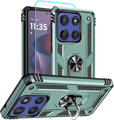 Vista 27 de HNHYGETE Funda para Motorola Edge 2025 con protector de pantalla: soporte giratorio de grado 360° (antideslizante) protección contra caídas y golpes
