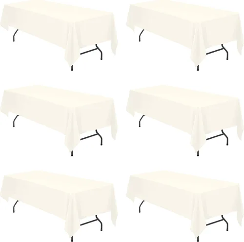 Vista 69 de BRILLMAX - Manteles para mesa rectangular de 6 pies, tela de lino de poliéster, lavable, para boda, recepción, banquete, fiesta de cumpleaños, 60 x