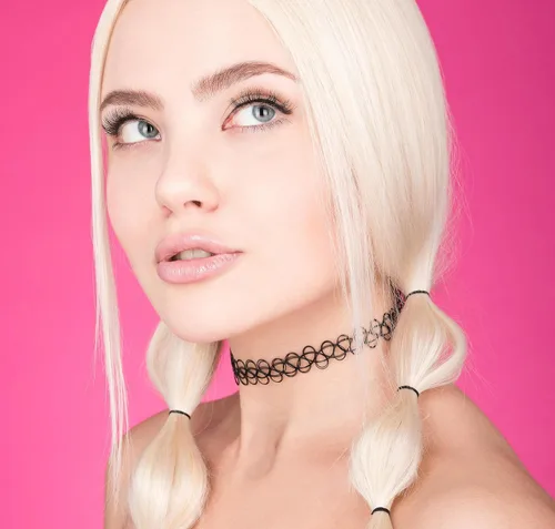 Vista 5 de EXPRESSIONS Colección de Joyería Elástica para Tatuajes de 3 Piezas Surtidas - Conjunto de Collar Gargantilla de Tatuaje, Pulsera y Anillo