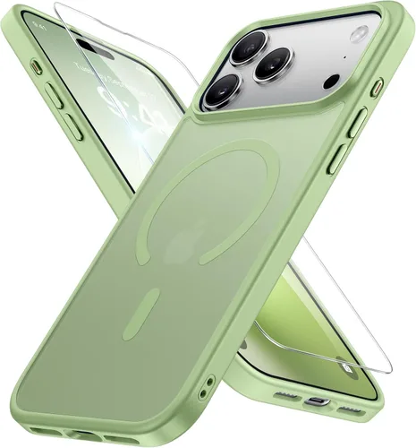 Vista 170 de Miracase - Funda magnética para iPhone 13 de 6.1 pulgadas (compatible con MagSafe) (con 2 protectores de pantalla), protección de grado militar Negro