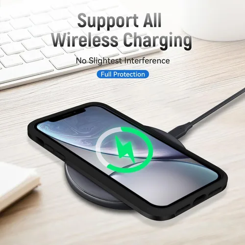 Vista 3 de Funda para iPhone XR con protección de pantalla: resistente a prueba de golpes y arañazos Funda para iPhone XR-Negro