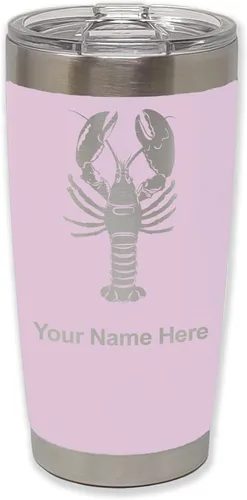 Vista 26 de LaserGram Vaso aislado al vacío de 20 onzas, langosta, grabado personalizado incluido (negro)