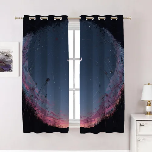 Vista 114 de Maritime Ocean Blackout Tier Curtains, Anchors Nautical Art Half Window Drapes for Kitchen with Rod Pocket,Room Darkening 2 Pack 26X24 Inches