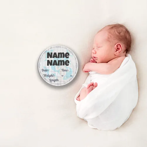 Vista 6 de Letrero de anuncio para bebé recién nacido, regalo personalizado para ducha, estadísticas de nacimiento, accesorios para fotos de hospital
