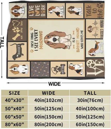 Vista 3 de Manta de Bassset, manta de felpa suave de forro polar para perros, ropa de cama de animales y perros, regalos acogedores para mujeres, niñas, niños