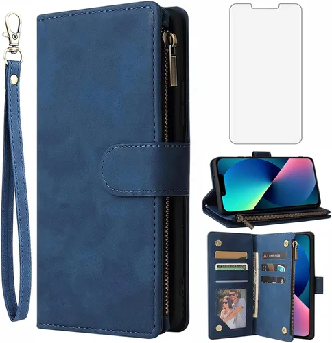 Vista 8 de Asuwish Funda compatible con iPhone 13 de 6.1 pulgadas, protector de pantalla de vidrio templado y funda magnética con tapa abatible, funda