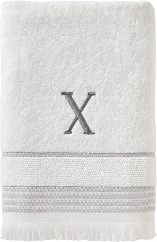 Vista 21 de SKL Home Toalla de baño casual con monograma, A, 28 x 54 pulgadas, color blanco