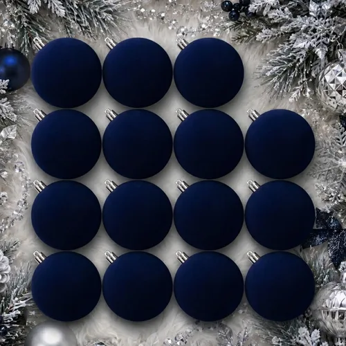 Vista 13 de 18 adornos de terciopelo para árbol de Navidad, juego de adornos de Navidad Azul polvo