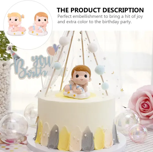 Vista 6 de UPKOCH Boy& Day Supplies - Decoración para tartas para niños, niñas interesantes y elegantes, para cumpleaños, biberón para niños, pareja, diseño