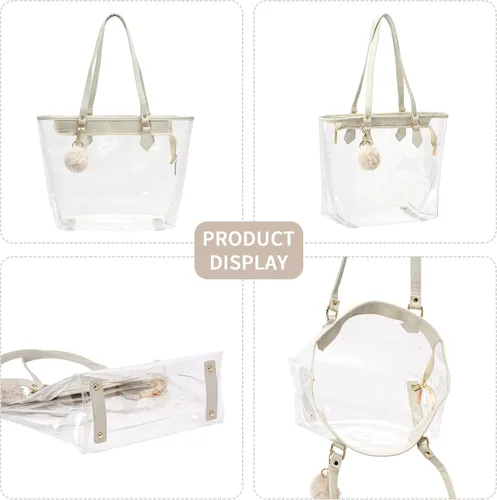Vista 7 de Bolso de hombro transparente grande con colgante de felpa
