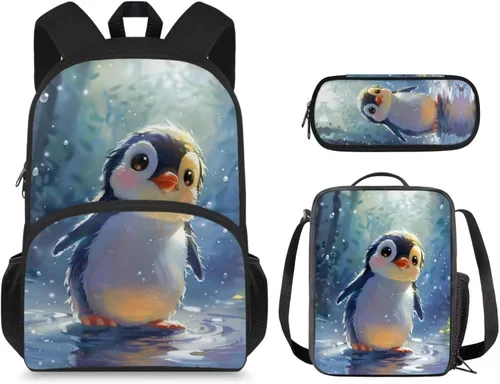 Vista 29 de Mochila 3D Otter para niños de 9 a 11 años, bonita mochila para niñas para la escuela, mochila elegante para niños con lonchera y bolsa