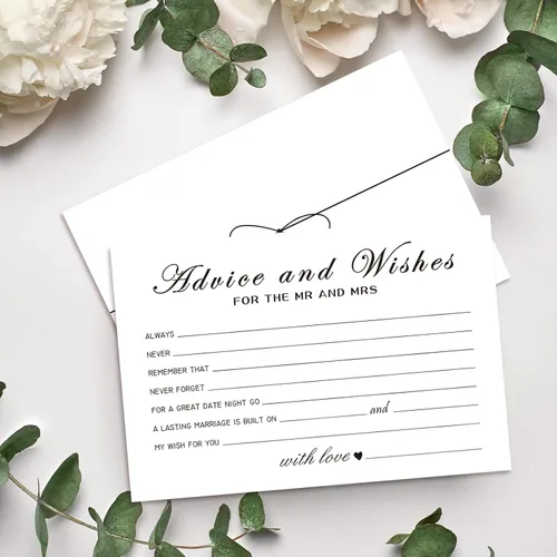 Vista 4 de Tarjetas de consejos y deseos para las nuevas parejas, señor y señora, novia y novio, recién casados, 50 tarjetas perfectas de consejos de boda