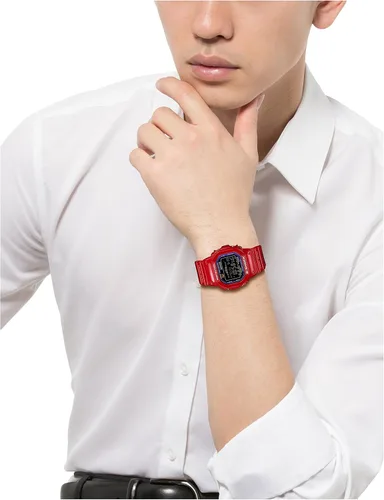 Vista 6 de Casio G-Shock - Carcasa y pulsera de resina de plástico rojo solar resistente, esfera digital, gráfico de marea, datos de luna, Rojo -, Digital