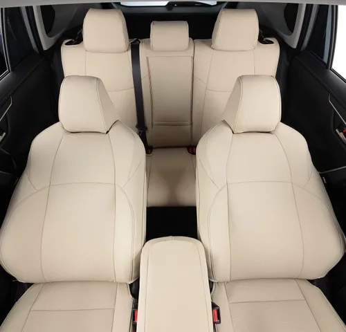 Vista 76 de Fundas de asiento RAV4 de ajuste personalizado, piel sintética impermeable para Toyota RAV4 2013-2018 (beige)