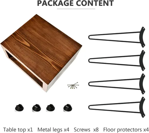 Vista 7 de WELLAND Mesita de noche de madera de pino maciza, mesa auxiliar con patas de metal, 15.5 pulgadas de largo x 13.5 pulgadas de ancho x 22 pulgadas
