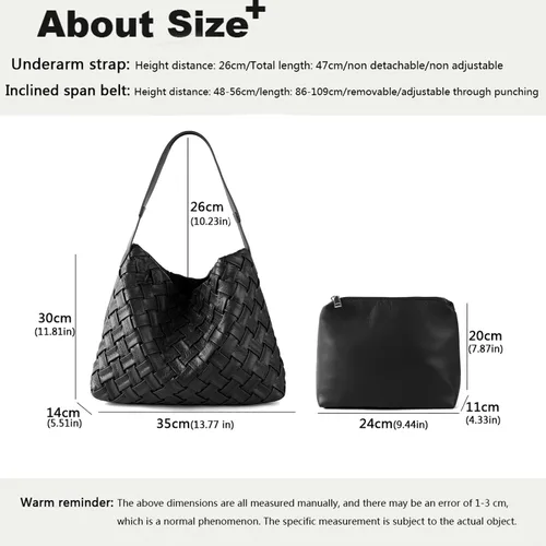 Vista 3 de Bolso Boston para mujer, bolso tejido de cuero vegano, bolso de mensajero para mujer, bolso cruzado de hombro de moda, casual hobo