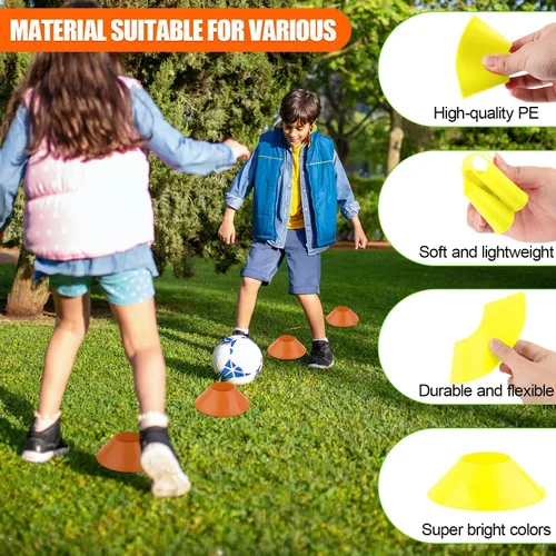 Vista 4 de XIHIRCD 20 conos de fútbol para entrenamiento deportivo, conos de fútbol flexibles para deportes de agilidad, conos de entrenamiento