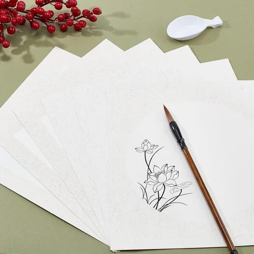 Vista 2 de PH PandaHall 20 hojas de papel Shikishi premontado, papel Xuan crudo, tablero de caligrafía china, suministros de papel de arroz para dibujar