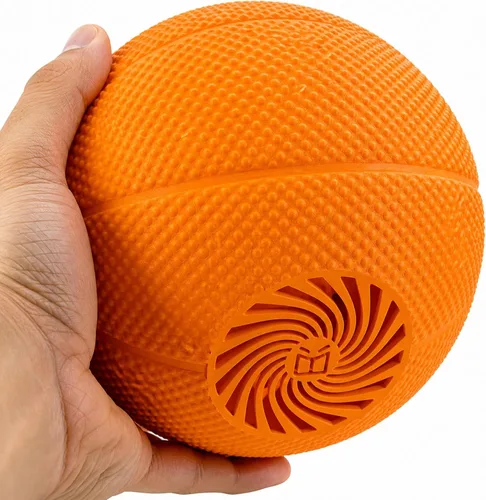 Vista 2 de Maceta de baloncesto con estampado 3D naranja, maceta para plantas de interior, de plástico, maceta única para interiores con orificio de drenaje