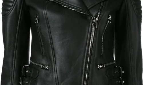 Vista 4 de Athena Fancy Black Biker Motorcycle Moto Real Leather Jacket Women Missy
