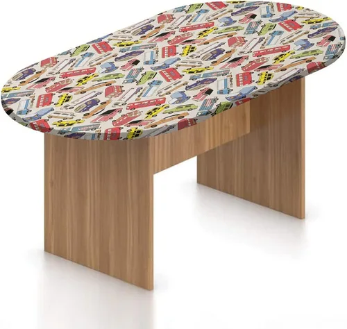 Vista 8 de XISUNYA Mantel ajustable ovalado, mantel ajustable de poliéster elástico para cámper, con texto en inglés «You Make Me Happy Quote», mantel Multi